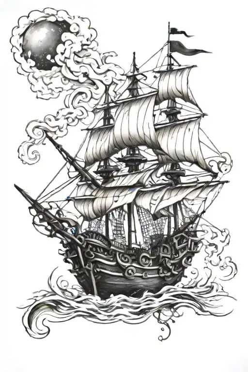 black pearl ship from pirates of the caribbean tattoo design idea