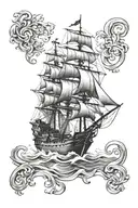 black pearl ship from pirates of the caribbean tattoo design idea