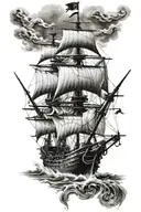 black pearl ship from pirates of the caribbean tattoo design idea