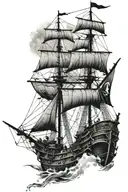 black pearl ship from pirates of the caribbean nautical map tattoo design idea