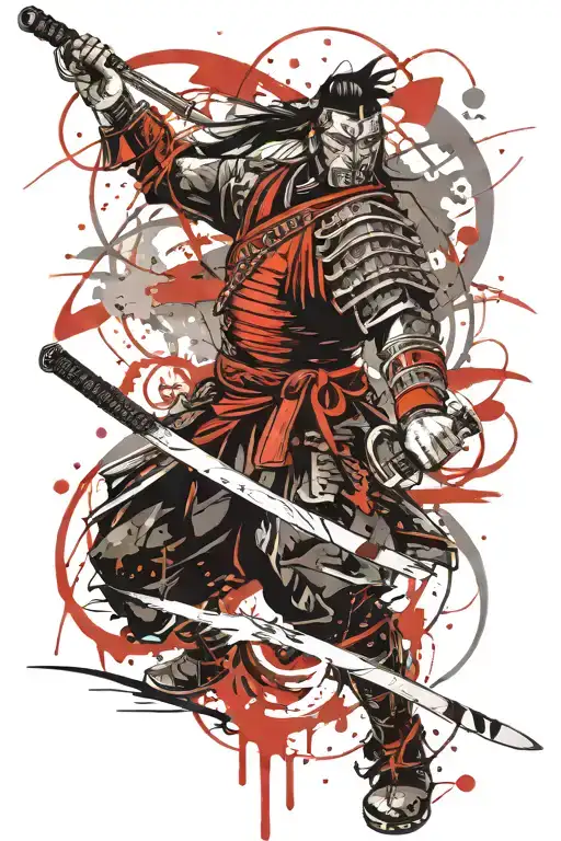 warrior samurai sword freedom eagle tattoo design idea