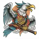 samurai freedom eagle tattoo design idea