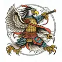 samurai freedom eagle tattoo design idea