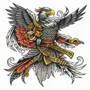 samurai freedom eagle tattoo design idea