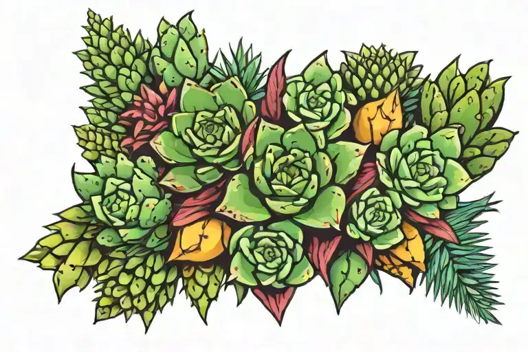 bouquet bow of succulents, cactus, southwestern tattoo design idea