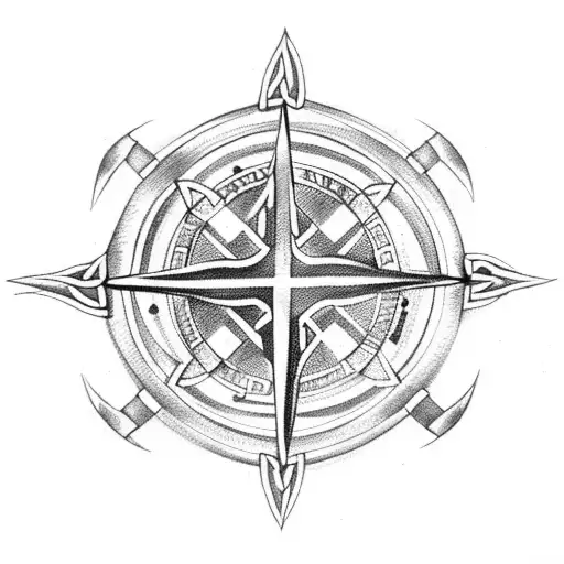 celtic compass with axes tattoo design idea