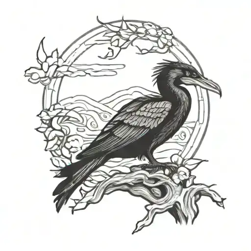 cormorant tattoo design idea