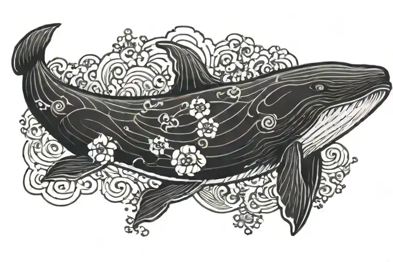 whale kaizen symbol tattoo design idea