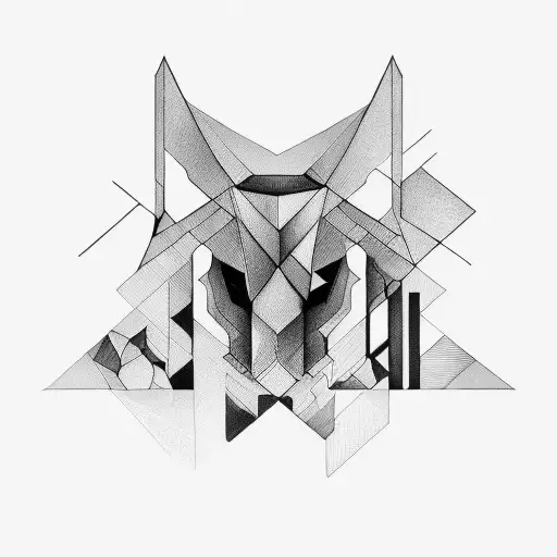 minimal cubism architekturze in high contrast  tattoo design idea