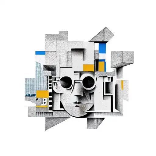Le corbusier cubism in high contrast  tattoo design idea