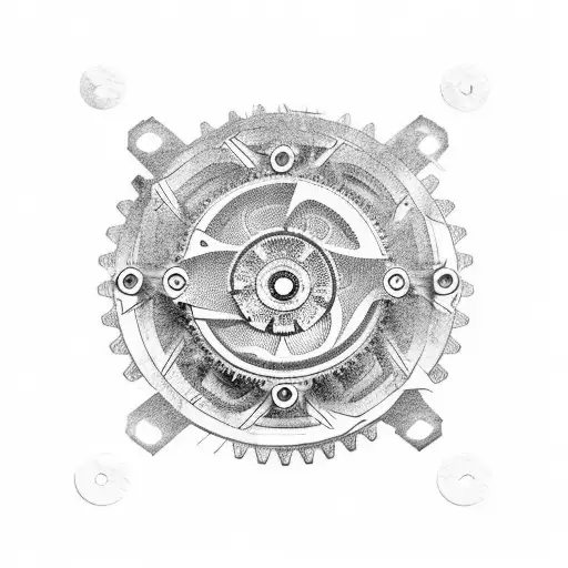 rose with cogs and gears tattoo design idea