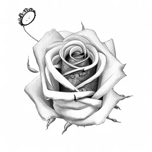 rose with clockwork cogs tattoo design idea