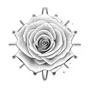 rose with cogs and gears tattoo design idea