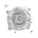 rose with cogs and gears tattoo design idea