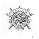 rose with cogs and gears tattoo design idea