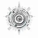 rose with cogs and gears tattoo design idea