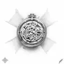 rose with clockwork cogs tattoo design idea