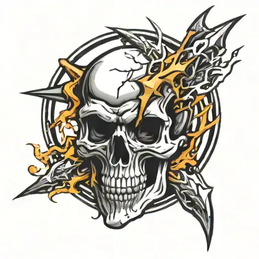 skull, shark, lightening bolt tattoo design idea