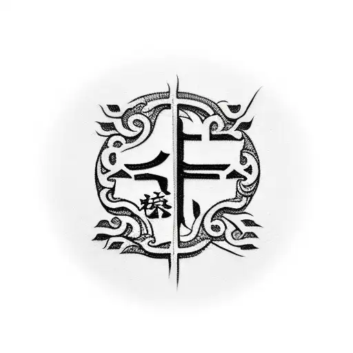 chinese stamp love symbol  tattoo design idea