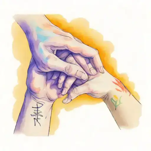 hands behind his back, with the name Aylin on the fingers of his right hand and Alex on his left hand tattoo design idea