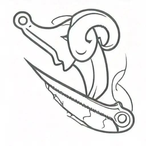 Aries zodiac symbol incorporated into a butcher's cleaver design tattoo design idea