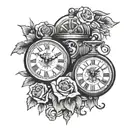 rip clock and egal standing tattoo design idea