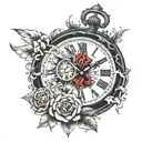 rip clock and egal standing tattoo design idea