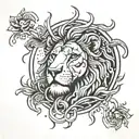 sun rain lion tattoo design idea