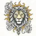 sun rain lion tattoo design idea