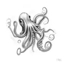 Octopus dark ocean angler fish tattoo design idea