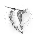 a broken feather falling into water with birds coming from it  tattoo design idea
