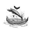 a broken feather falling into water with multiple birds coming from it  tattoo design idea