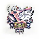 flying cow tattoo design idea