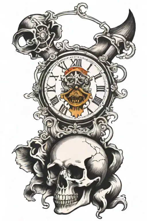 skull, timepiece,  Grayson  tattoo design idea