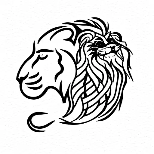 Snake and lion tattoo design idea