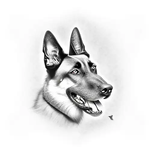 belgian malinois with American flag tattoo design idea