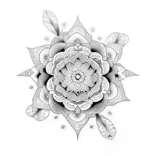flowers with mandala tattoo design idea