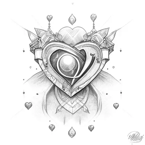 the words "my princess" with three hearts  tattoo design idea