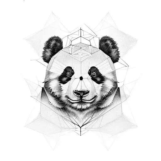 geometrical panda tattoo design idea