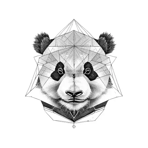geometrical panda tattoo design idea