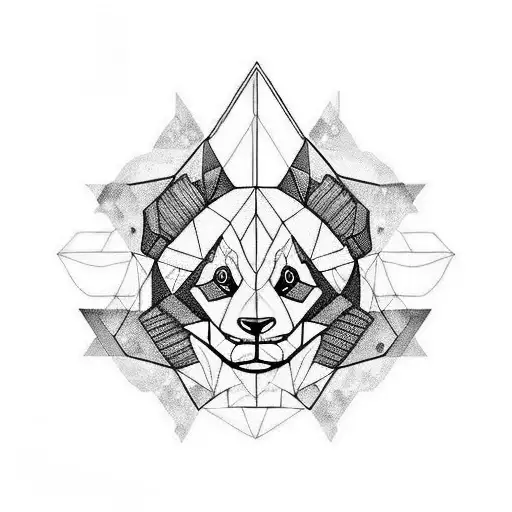 geometrical panda tattoo design idea