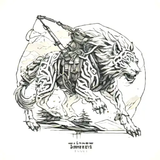 sleeve of ghost of Tsushima, the Witcher 3, horizon zero dawn tattoo design idea