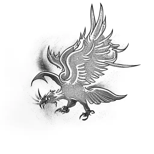 A flying phoenix soaring over Hogwarts Castle tattoo design idea