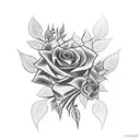 thorns with roses intertwined whole forearm from light to dark tattoo design idea