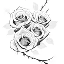 thorns with roses intertwined whole forearm from light to dark tattoo design idea