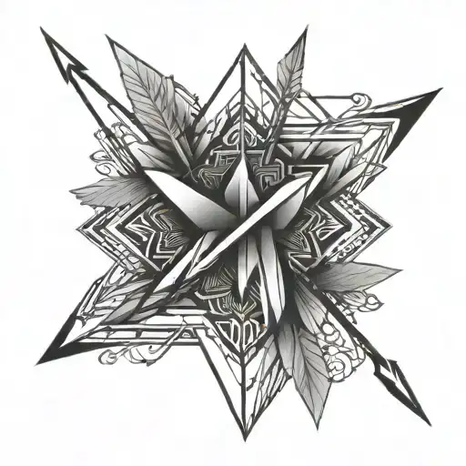 Vertical arrow piercing with a bow tattoo design idea