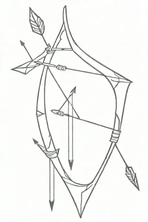 Vertical Arrow and Bow, Symbolizing strenght, power and brotherhood tattoo design idea