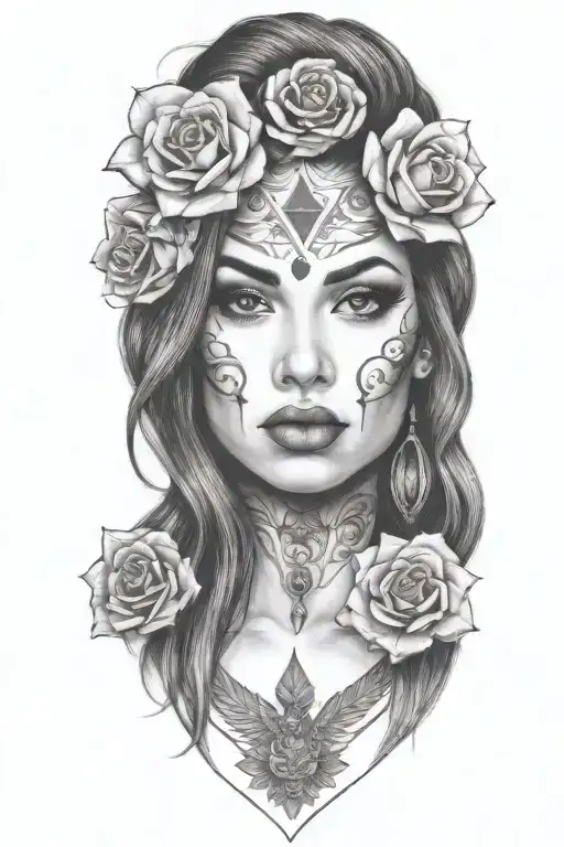 licking on her middle finger tattoo design idea