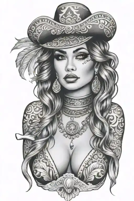 sexy mexican  gangster woman tattoo design idea