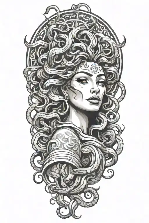 sexy woman medusa tattoo design idea